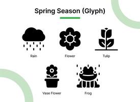 voorjaar seizoen icoon reeks in glyph stijl geschikt voor web en app pictogrammen, presentaties, affiches, enz. vector
