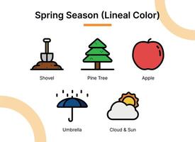 voorjaar seizoen icoon reeks in lineal kleur stijl geschikt voor web en app pictogrammen, presentaties, affiches, enz. vector