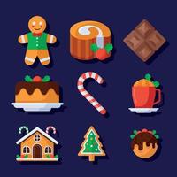 kerst voedsel iconen set vector