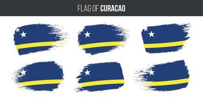 Curacao vlaggen reeks borstel beroerte grunge vector illustratie vlag van Curacao geïsoleerd Aan wit