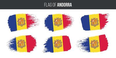 Andorra vlaggen reeks borstel beroerte grunge vector illustratie vlag van Andorra geïsoleerd Aan wit