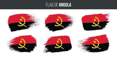 Angola vlaggen reeks borstel beroerte grunge vector illustratie vlag van Angola geïsoleerd Aan wit