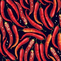 naadloos patroon met rood heet chili paprika's vector