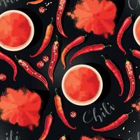 vector naadloos patroon met rood Chili paprika's