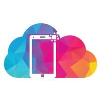 mobiel pixel wolk vorm concept logo ontwerp vector illustratie.