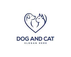 huisdier liefde en kat en hond liefde logo ontwerp vector sjabloon.