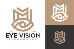 brief m optisch oog logo ontwerp vector symbool icoon illustratie