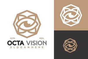 achthoek oog visie logo ontwerp vector symbool icoon illustratie