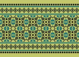 pixel kruis steek traditioneel etnisch patroon paisley bloem ikat achtergrond abstract aztec Afrikaanse Indonesisch Indisch naadloos patroon voor kleding stof afdrukken kleding jurk tapijt gordijnen en sarong vector