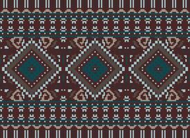 pixel kruis steek traditioneel etnisch patroon paisley bloem ikat achtergrond abstract aztec Afrikaanse Indonesisch Indisch naadloos patroon voor kleding stof afdrukken kleding jurk tapijt gordijnen en sarong vector