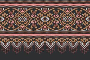 pixel kruis steek traditioneel etnisch patroon paisley bloem ikat achtergrond abstract aztec Afrikaanse Indonesisch Indisch naadloos patroon voor kleding stof afdrukken kleding jurk tapijt gordijnen en sarong vector