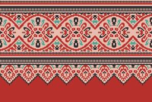 pixel kruis steek traditioneel etnisch patroon paisley bloem ikat achtergrond abstract aztec Afrikaanse Indonesisch Indisch naadloos patroon voor kleding stof afdrukken kleding jurk tapijt gordijnen en sarong vector