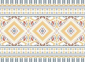 pixel kruis steek traditioneel etnisch patroon paisley bloem ikat achtergrond abstract aztec Afrikaanse Indonesisch Indisch naadloos patroon voor kleding stof afdrukken kleding jurk tapijt gordijnen en sarong vector