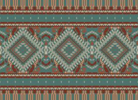 pixel kruis steek traditioneel etnisch patroon paisley bloem ikat achtergrond abstract aztec Afrikaanse Indonesisch Indisch naadloos patroon voor kleding stof afdrukken kleding jurk tapijt gordijnen en sarong vector