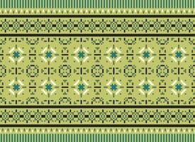 pixel kruis steek traditioneel etnisch patroon paisley bloem ikat achtergrond abstract aztec Afrikaanse Indonesisch Indisch naadloos patroon voor kleding stof afdrukken kleding jurk tapijt gordijnen en sarong vector