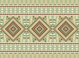 pixel kruis steek traditioneel etnisch patroon paisley bloem ikat achtergrond abstract aztec Afrikaanse Indonesisch Indisch naadloos patroon voor kleding stof afdrukken kleding jurk tapijt gordijnen en sarong vector