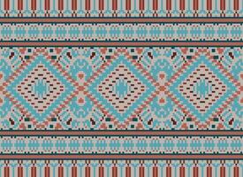 pixel kruis steek traditioneel etnisch patroon paisley bloem ikat achtergrond abstract aztec Afrikaanse Indonesisch Indisch naadloos patroon voor kleding stof afdrukken kleding jurk tapijt gordijnen en sarong vector