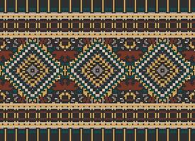 pixel kruis steek traditioneel etnisch patroon paisley bloem ikat achtergrond abstract aztec Afrikaanse Indonesisch Indisch naadloos patroon voor kleding stof afdrukken kleding jurk tapijt gordijnen en sarong vector