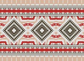 pixel kruis steek traditioneel etnisch patroon paisley bloem ikat achtergrond abstract aztec Afrikaanse Indonesisch Indisch naadloos patroon voor kleding stof afdrukken kleding jurk tapijt gordijnen en sarong vector