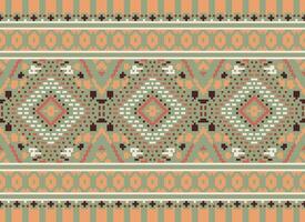 pixel kruis steek traditioneel etnisch patroon paisley bloem ikat achtergrond abstract aztec Afrikaanse Indonesisch Indisch naadloos patroon voor kleding stof afdrukken kleding jurk tapijt gordijnen en sarong vector