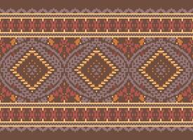 pixel kruis steek traditioneel etnisch patroon paisley bloem ikat achtergrond abstract aztec Afrikaanse Indonesisch Indisch naadloos patroon voor kleding stof afdrukken kleding jurk tapijt gordijnen en sarong vector