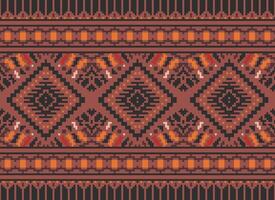 pixel kruis steek traditioneel etnisch patroon paisley bloem ikat achtergrond abstract aztec Afrikaanse Indonesisch Indisch naadloos patroon voor kleding stof afdrukken kleding jurk tapijt gordijnen en sarong vector