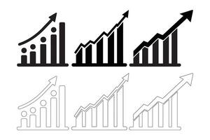 vector symbolen voor groei grafieken, stijgende lijn winst, zakelijke uitbreiding, en financieel verdienen. zwart lineair tekeningen