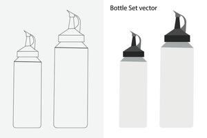 vector en lijn kunst fles set, eps 10.