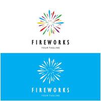 vuurwerk logo ontwerp met creatief kleurrijk vonken in modern stijl.logo voor bedrijf, merk, viering, vuurwerk, voetzoekers vector