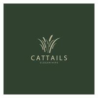 cattails of rivier- riet gras fabriek logo ontwerp, aquatisch planten, moeras, wild gras vector