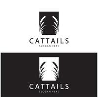 cattails of rivier- riet gras fabriek logo ontwerp, aquatisch planten, moeras, wild gras vector