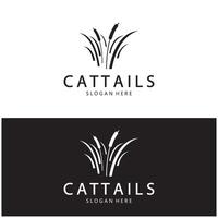 cattails of rivier- riet gras fabriek logo ontwerp, aquatisch planten, moeras, wild gras vector