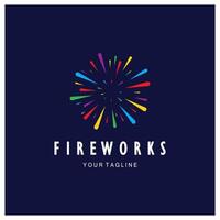 vuurwerk logo ontwerp met creatief kleurrijk vonken in modern stijl.logo voor bedrijf, merk, viering, vuurwerk, voetzoekers vector