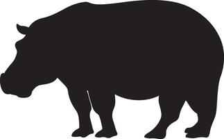 nijlpaard silhouet vector illustratie wit achtergrond
