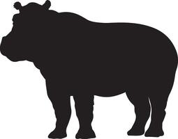 nijlpaard silhouet vector illustratie wit achtergrond