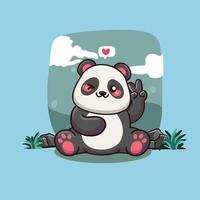 schattig panda vrede houding tekenfilm vector