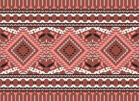 pixel kruis steek traditioneel etnisch patroon paisley bloem ikat achtergrond abstract aztec Afrikaanse Indonesisch Indisch naadloos patroon voor kleding stof afdrukken kleding jurk tapijt gordijnen en sarong vector