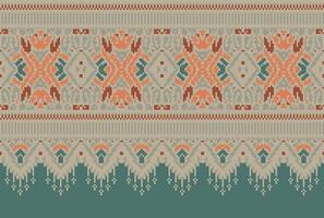 pixel kruis steek traditioneel etnisch patroon paisley bloem ikat achtergrond abstract aztec Afrikaanse Indonesisch Indisch naadloos patroon voor kleding stof afdrukken kleding jurk tapijt gordijnen en sarong vector