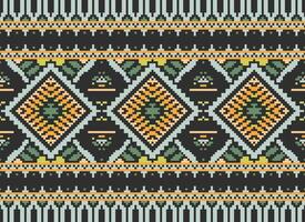 pixel kruis steek traditioneel etnisch patroon paisley bloem ikat achtergrond abstract aztec Afrikaanse Indonesisch Indisch naadloos patroon voor kleding stof afdrukken kleding jurk tapijt gordijnen en sarong vector