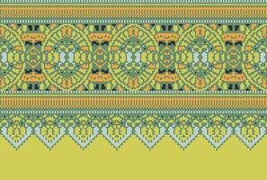 pixel kruis steek traditioneel etnisch patroon paisley bloem ikat achtergrond abstract aztec Afrikaanse Indonesisch Indisch naadloos patroon voor kleding stof afdrukken kleding jurk tapijt gordijnen en sarong vector