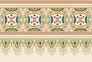 pixel kruis steek traditioneel etnisch patroon paisley bloem ikat achtergrond abstract aztec Afrikaanse Indonesisch Indisch naadloos patroon voor kleding stof afdrukken kleding jurk tapijt gordijnen en sarong vector