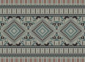 pixel kruis steek traditioneel etnisch patroon paisley bloem ikat achtergrond abstract aztec Afrikaanse Indonesisch Indisch naadloos patroon voor kleding stof afdrukken kleding jurk tapijt gordijnen en sarong vector