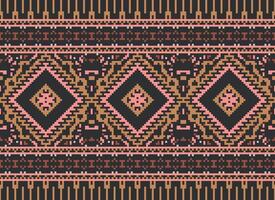 pixel kruis steek traditioneel etnisch patroon paisley bloem ikat achtergrond abstract aztec Afrikaanse Indonesisch Indisch naadloos patroon voor kleding stof afdrukken kleding jurk tapijt gordijnen en sarong vector