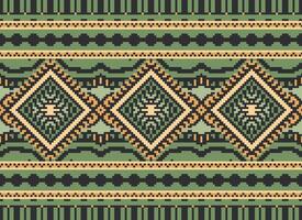 pixel kruis steek traditioneel etnisch patroon paisley bloem ikat achtergrond abstract aztec Afrikaanse Indonesisch Indisch naadloos patroon voor kleding stof afdrukken kleding jurk tapijt gordijnen en sarong vector