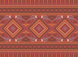 pixel kruis steek traditioneel etnisch patroon paisley bloem ikat achtergrond abstract aztec Afrikaanse Indonesisch Indisch naadloos patroon voor kleding stof afdrukken kleding jurk tapijt gordijnen en sarong vector