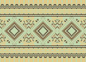 pixel kruis steek traditioneel etnisch patroon paisley bloem ikat achtergrond abstract aztec Afrikaanse Indonesisch Indisch naadloos patroon voor kleding stof afdrukken kleding jurk tapijt gordijnen en sarong vector