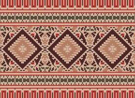 pixel kruis steek traditioneel etnisch patroon paisley bloem ikat achtergrond abstract aztec Afrikaanse Indonesisch Indisch naadloos patroon voor kleding stof afdrukken kleding jurk tapijt gordijnen en sarong vector