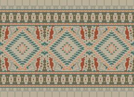 pixel kruis steek traditioneel etnisch patroon paisley bloem ikat achtergrond abstract aztec Afrikaanse Indonesisch Indisch naadloos patroon voor kleding stof afdrukken kleding jurk tapijt gordijnen en sarong vector