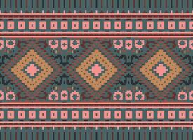 pixel kruis steek traditioneel etnisch patroon paisley bloem ikat achtergrond abstract aztec Afrikaanse Indonesisch Indisch naadloos patroon voor kleding stof afdrukken kleding jurk tapijt gordijnen en sarong vector