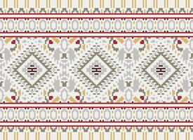 pixel kruis steek traditioneel etnisch patroon paisley bloem ikat achtergrond abstract aztec Afrikaanse Indonesisch Indisch naadloos patroon voor kleding stof afdrukken kleding jurk tapijt gordijnen en sarong vector